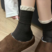 又欲又甜 微压暗纹爱心袜袜来咯 袜子女无骨撞色中筒堆堆袜花边棉