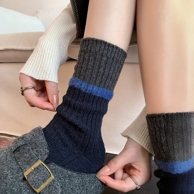 不是 这个毛绒条纹袜袜也太绝了吧！又厚还好看~袜子女秋冬保暖厚