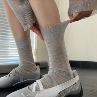 高智韩国灰简直了!桑蚕丝薄薄透透的chao适合夏天~袜子女无骨堆