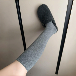 袜子女高筒日系 灰色miu系小腿袜可太好看了 秋天没它真 不行