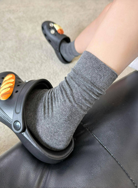 简约高级深灰色袜袜~chao绝质感~又软又薄巨舒服~纯色袜子女薄款