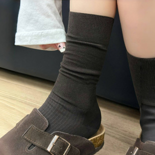 可堆可直太好穿了 袜子女无骨棉 深咖色袜袜简直秋冬bi备 秋意浓