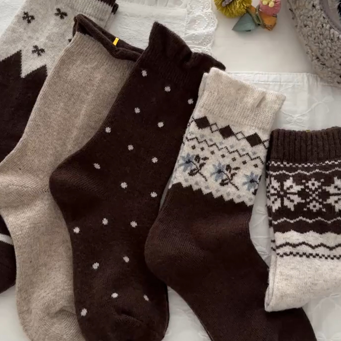 热可可~咖色系也太适合冬天了吧！百搭配色~袜子女羊毛秋冬保暖厚,女士内衣/男士内衣/家居服,中筒袜,淘宝优惠券,粉丝福利购,淘宝优惠卷