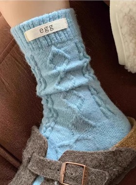 First love初恋蓝！心动了~早春的egg兔毛袜！软软糯糯~脚感超好~