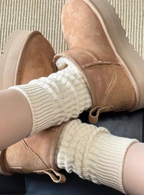 啊~粗针袜子和雪地靴简直是绝配！好米~秋冬bi备~纯色堆堆袜女厚