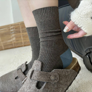 入秋韩系咖啡色袜袜~微压设计巨显瘦显腿长~袜子女秋冬中筒堆堆棉