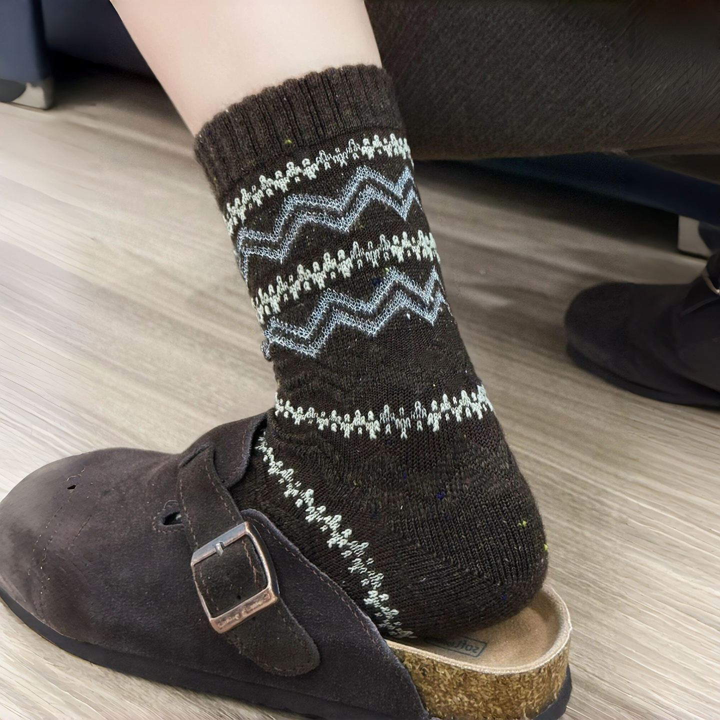 浓郁费尔岛复古栗子棕~好秋冬的配色~满满的高级感~袜子女羊毛暖