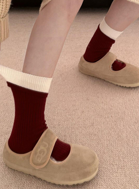 复古拉绒羊毛袜袜来咯~新年就是要穿红色袜子！本命年设计女袜厚