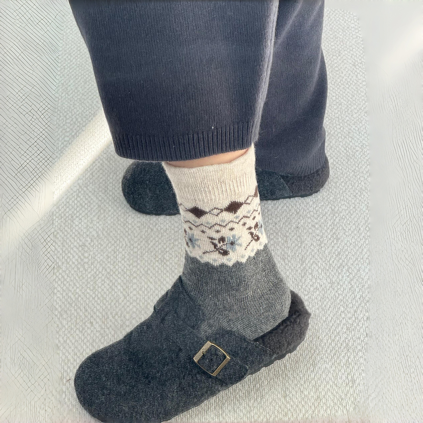 今年冬天还是离不开费尔岛羊毛袜袜~奶fufu的太温柔~袜子女羊毛厚