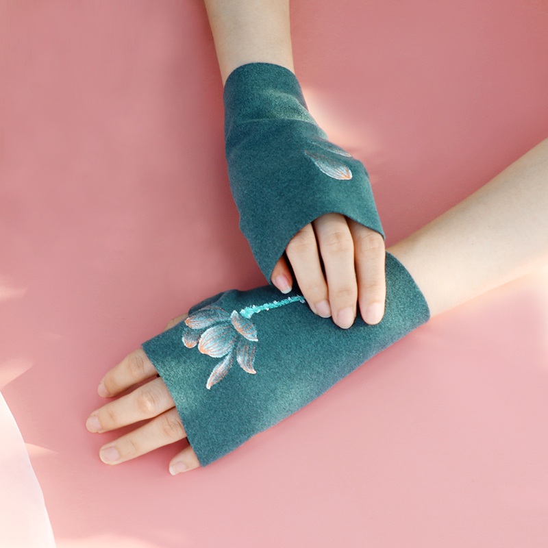 半指手套双面德绒原创古风秋新品