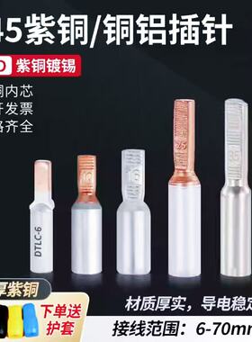 DTD紫铜插针空开冷压接线端子C45插片断路器铜铝过渡线鼻子接头