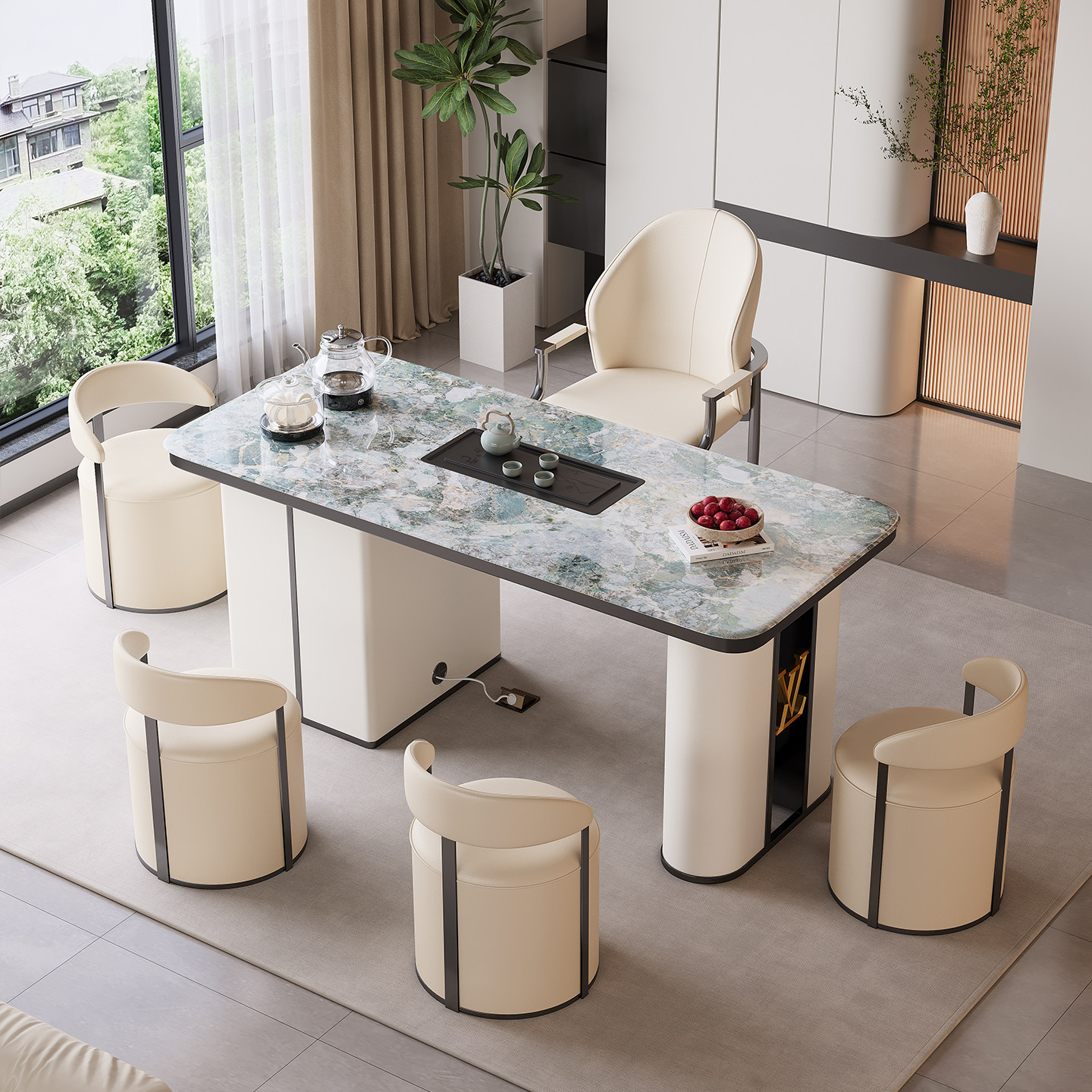 新款客厅家用岩板茶桌简约小户型阳台泡茶一体茶台办公茶桌椅组合,住宅家具,家用茶台/茶桌,淘宝优惠券,粉丝福利购,淘宝优惠卷