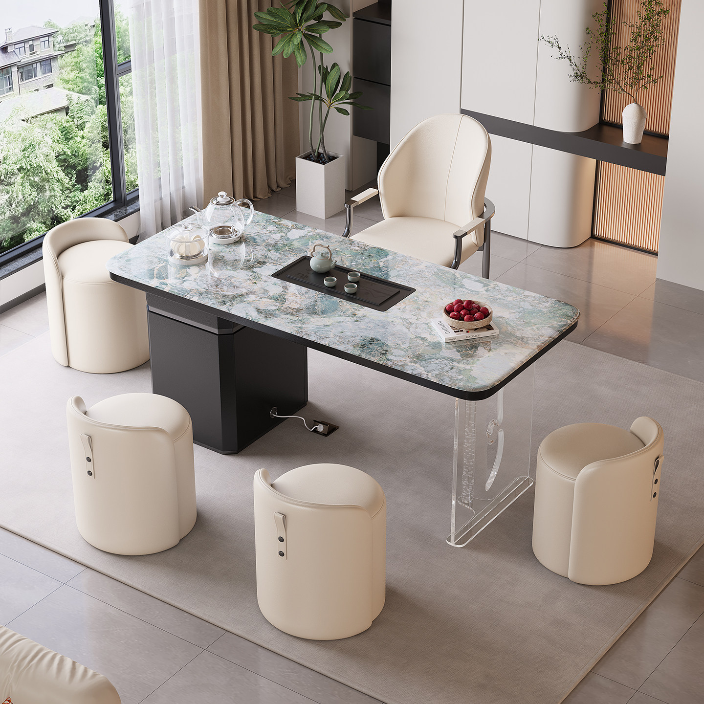 2026新款高端超晶石茶桌轻奢现代高级感烧水壶一体嵌入式阳台茶台,住宅家具,家用茶台/茶桌,淘宝优惠券,粉丝福利购,淘宝优惠卷