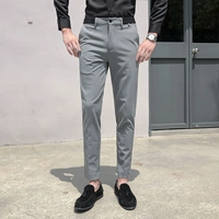 Phiên bản Hàn Quốc của quần vest nam công sở ăn mặc thẳng thẳng Slim miễn phí màu rắn quần thường xu hướng quần nam chân - Suit phù hợp quần vải nam