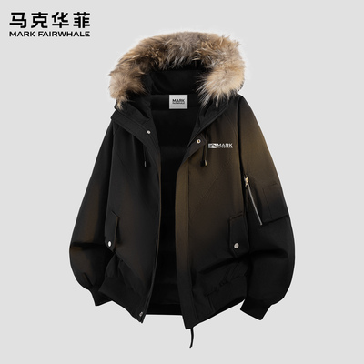 马克华菲复古毛领羽绒服男款冬季
