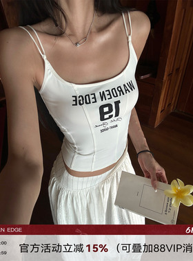 韩好甜WARDEN EDGE破局行动 白色印花吊带背心女修身显瘦外穿上衣
