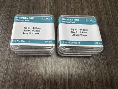FST解剖针26002-20 不锈钢昆虫针Black Anodized Minutien Pins