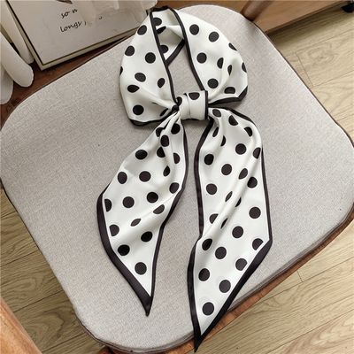 高级波点春秋百搭飘带小丝巾