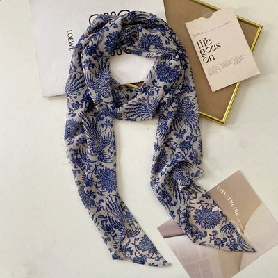 蓝色女士丝巾迪格丝达高级感