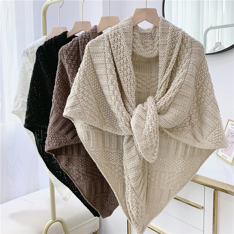 网红毛线百变风两用斗篷三角巾