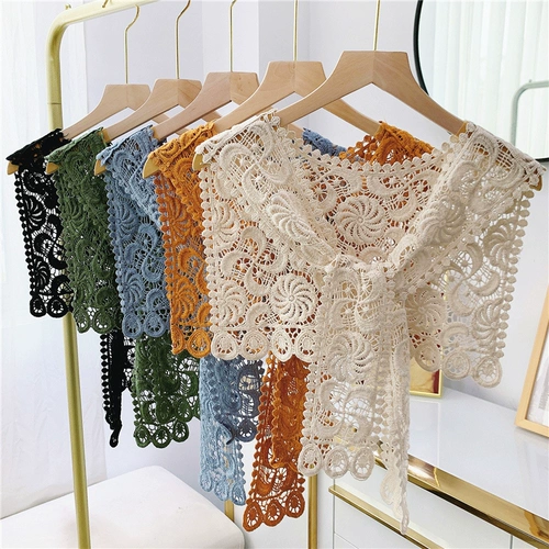 Накидка, фальшивый воротник, кружевная подходит с юбкой, летний универсальный шарф, защита от солнца, с защитой шеи