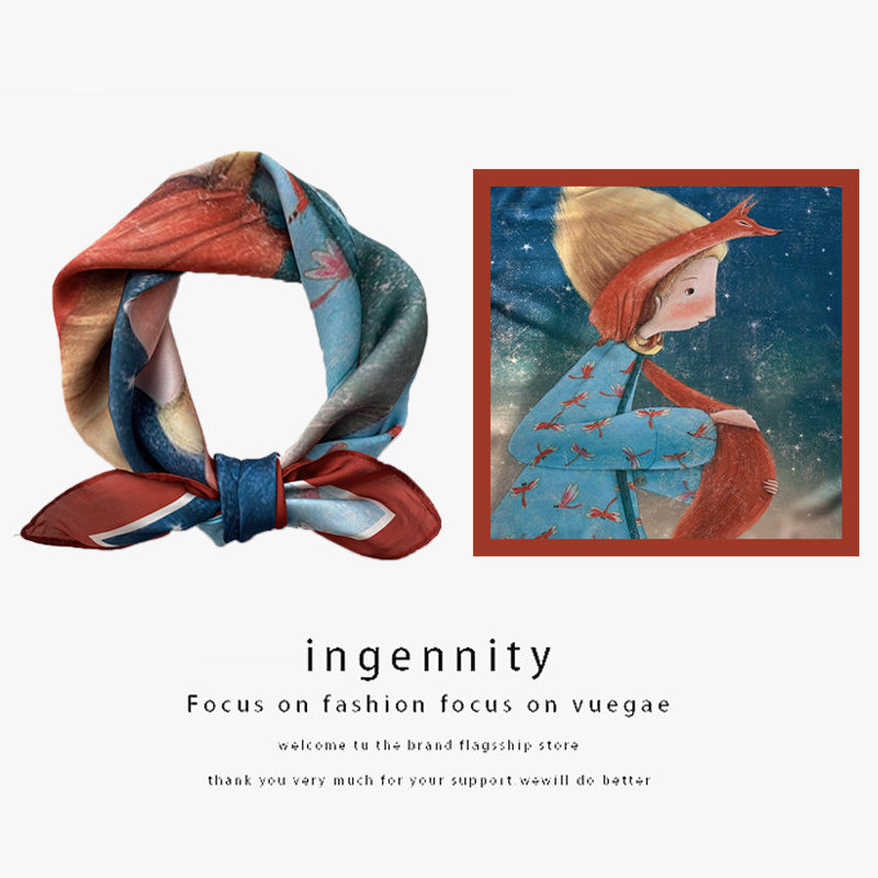 狐狸少女小丝巾复古法式包头绑发头巾百搭气质秋冬洋气方巾高级感