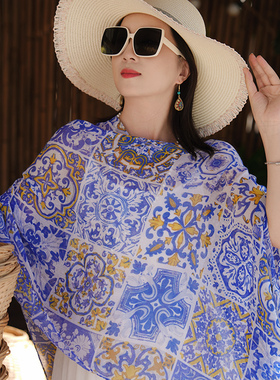 【Cocoa小苏】海边云南沙漠新疆西藏旅游穿搭丝巾披肩拍照防晒