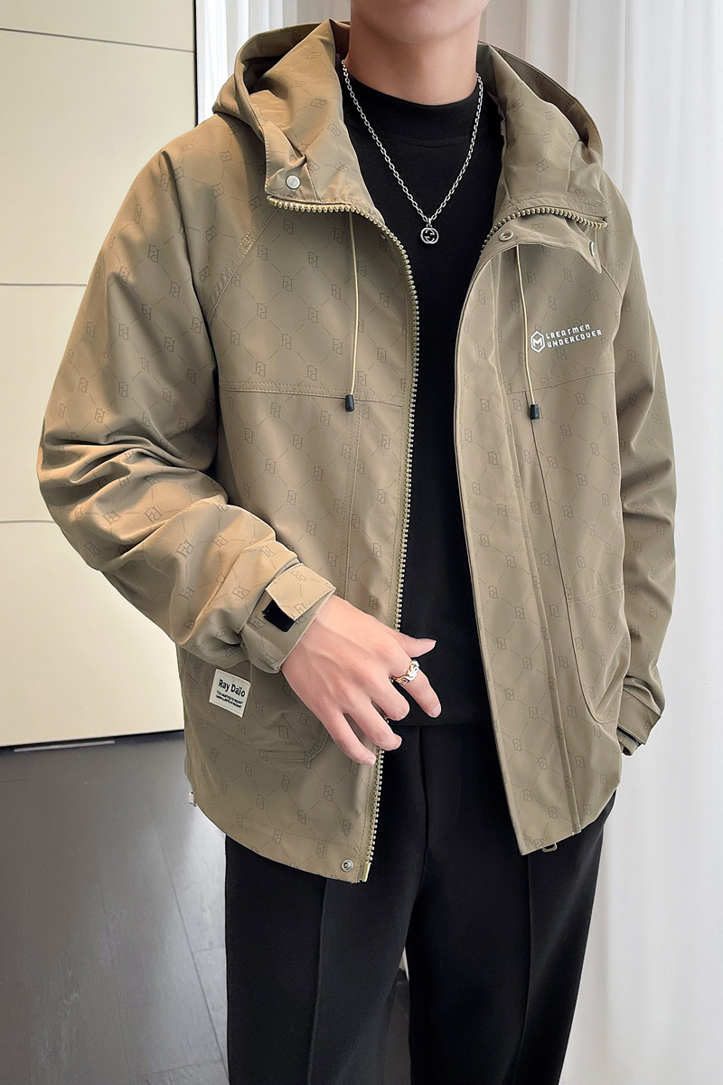 2024秋新店主ins轻熟宽松连帽潮男士夹克外套冲锋衣6801P125,男装夹克,电商A222（原电商A231）
