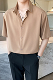 潮流纯色短袖衬衫男ins轻熟风2024夏季新宽松休闲青年Q52P40，男装衬衫，电商A222（原电商A231）
