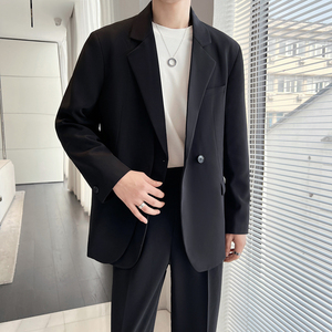假两件ins轻熟风2024秋冬宽松潮流休闲男士西装西服套装TZ10P260图片