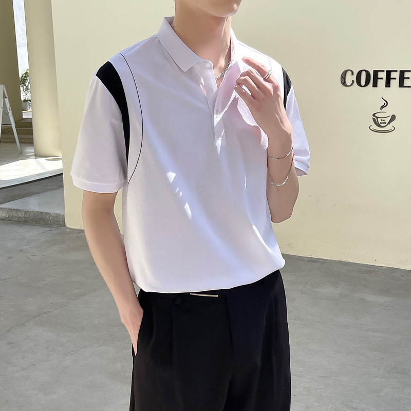 潮流男士POLO衫短袖T轻熟风2024夏季新ins拼色大码Q165P55,男装Polo衫,电商A222（原电商A231）