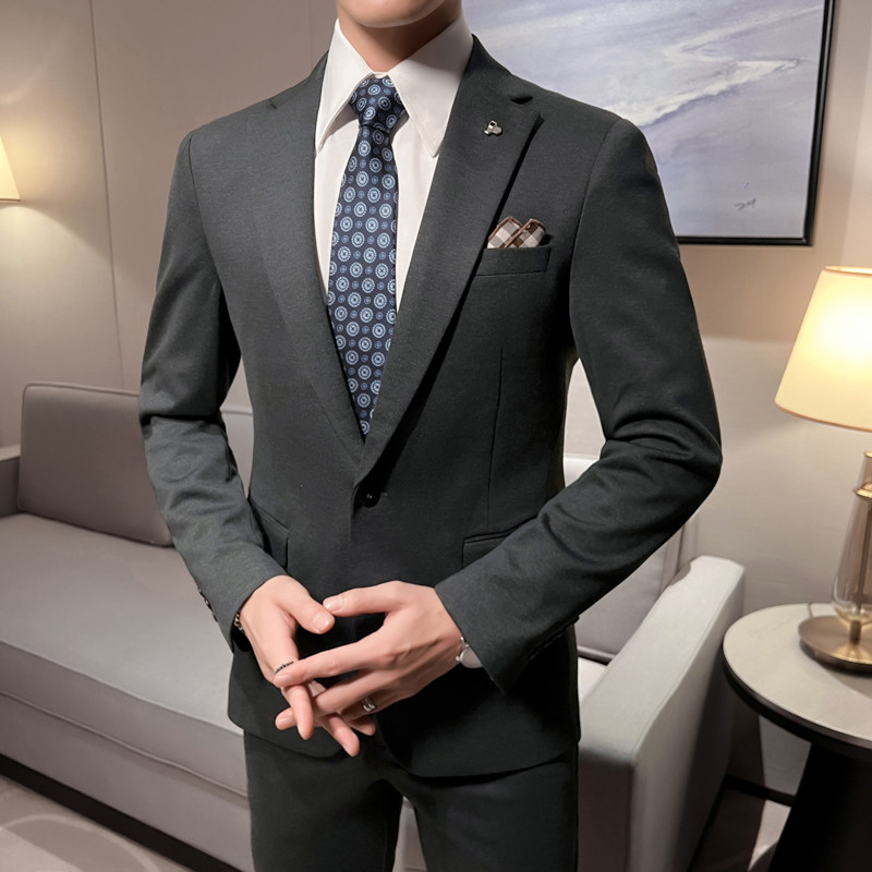 ins英伦风2024秋冬新修身潮流西服男西装套装礼服Q5503P258图片