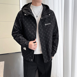 2024秋新店主ins轻熟宽松连帽潮男士夹克外套冲锋衣6801P125图片