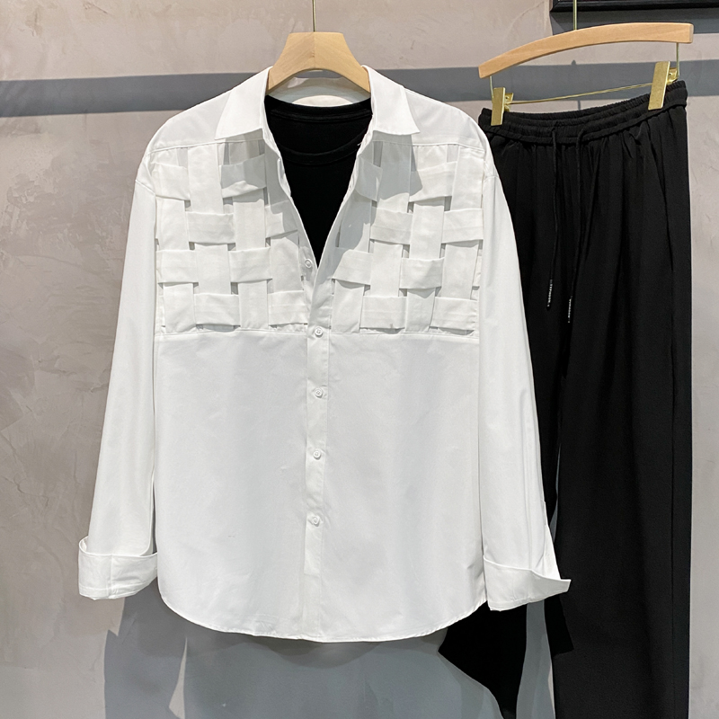 2024秋冬新挂拍ins轻熟风宽松休闲编织潮流长袖衬衫男Q57P60，男装衬衫，电商A222（原电商A231）