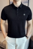 修身短袖POLO衫男2024夏新潮流时尚都市满天星钻打底Q259P60，男装Polo衫，电商A222（原电商A231）