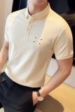 ins2024夏季新潮流时尚都市提花刺绣修身短袖POLO衫男打底Q256P60，男装Polo衫，电商A222（原电商A231）