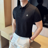 2024夏新潮流时尚都市满天星钻修身短袖POLO衫男打底Q259P60，男装Polo衫，电商A222（原电商A231）
