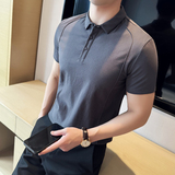 牛津麻时尚都市2024夏新潮流修身纯色男士短袖POLO衫大码Q261P58，男装Polo衫，电商A222（原电商A231）