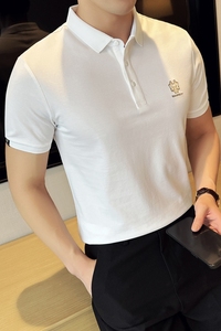 打底修身短袖POLO衫男2024夏季新时尚都市刺绣潮流Q258P49特价图片