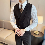 2024春节ins英伦风潮流修身条纹男士马甲背心套装礼服Q228P155/套，男装背心/马甲，电商A222（原电商A231）