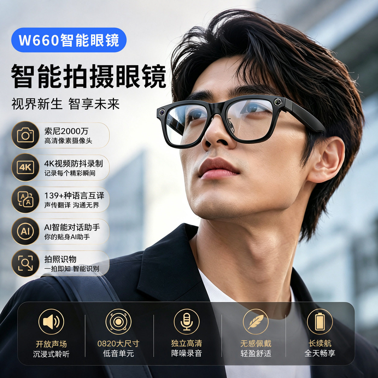 2026新款AI翻译拍摄智能眼镜