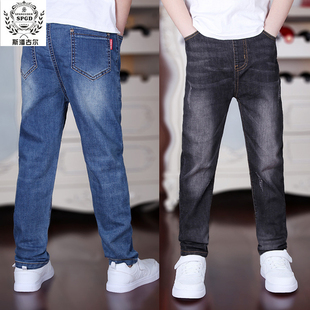 斯潘古尔童装男童牛仔裤棉加厚2025秋冬款中大童休闲加绒裤子弹力