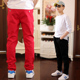 男童红黑色休闲长裤 童装 中大童西裤 纯棉2026春夏款 弹力 男孩休闲裤