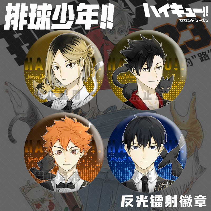 排球少年反光吧唧日向翔阳菅原孝支孤爪研磨反光吧唧58mm谷子胸针