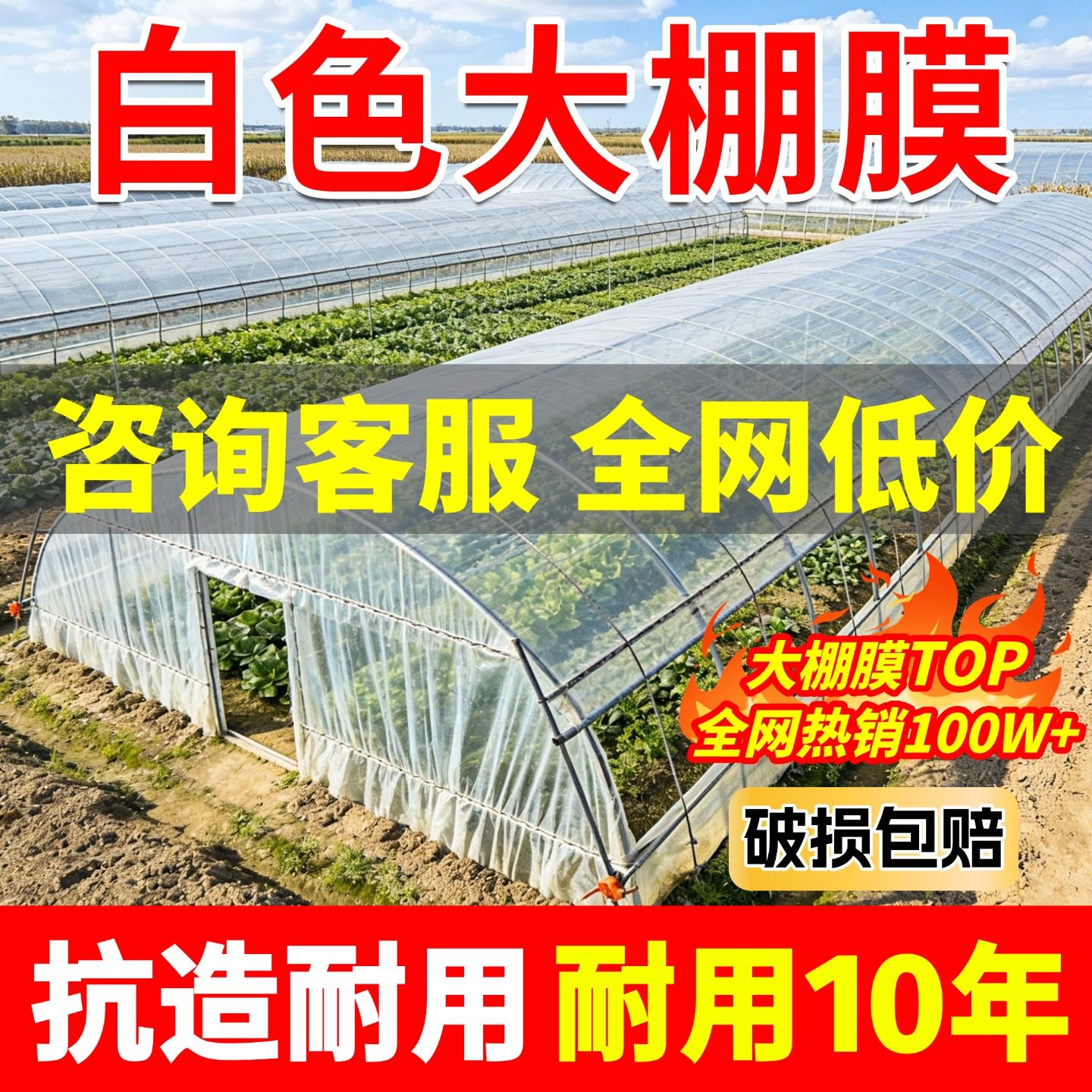 大棚塑料膜白色透明加厚大棚膜蔬菜大棚专用薄膜塑料布农用保温膜,农机/农具/农膜,农用薄膜,淘宝优惠券,粉丝福利购,淘宝优惠卷