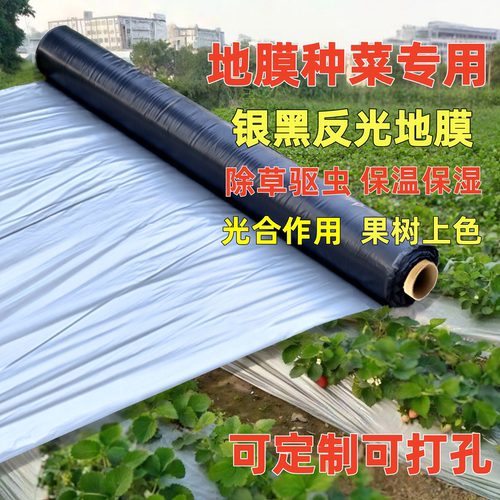 地膜种菜专用银黑加厚款防草保墒保温农用大棚种植塑料覆盖薄膜