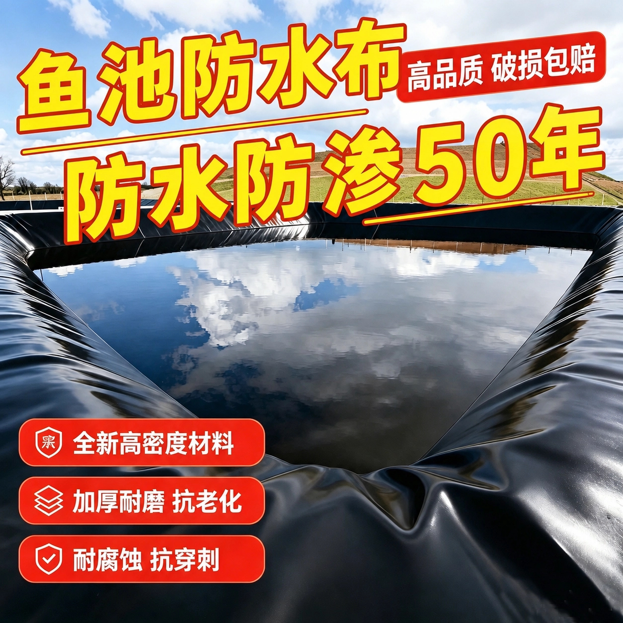 鱼池防水布鱼塘防渗膜hdpe土工农用塑料薄膜鱼池专用黑色地膜加厚
