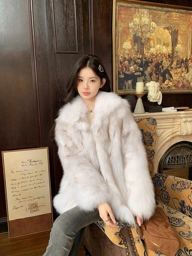 韩版仿狐狸毛中长款网红爆款