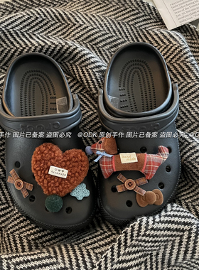 【ODK原创】韩系腊肠狗洞洞鞋配饰冬季鞋面装饰鞋扣鞋花适配Crocs