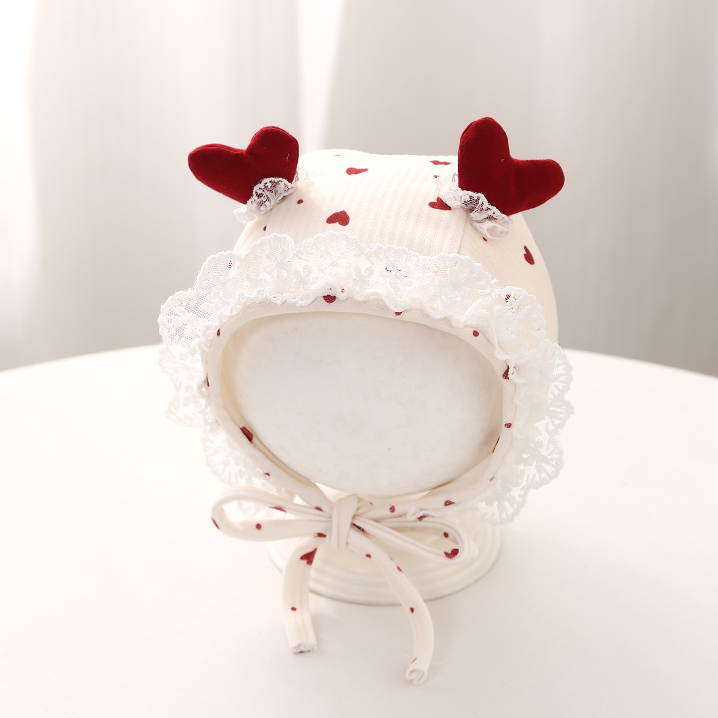 婴儿帽子春秋女宝宝公主风爱心